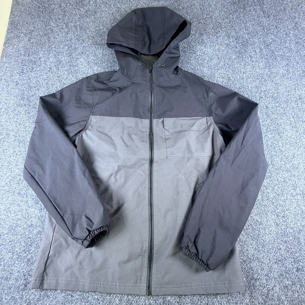 Nomad Windbreaker Jacket Mens Small Black Charcoal Ripstop Block Hooded Full Zip